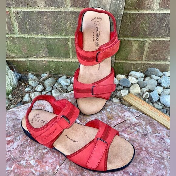 Flexus By Spring Step Red Woman’s Anatomic Sandals Size 8.5 EU 39 Anti-Shock - Picture 1 of 9